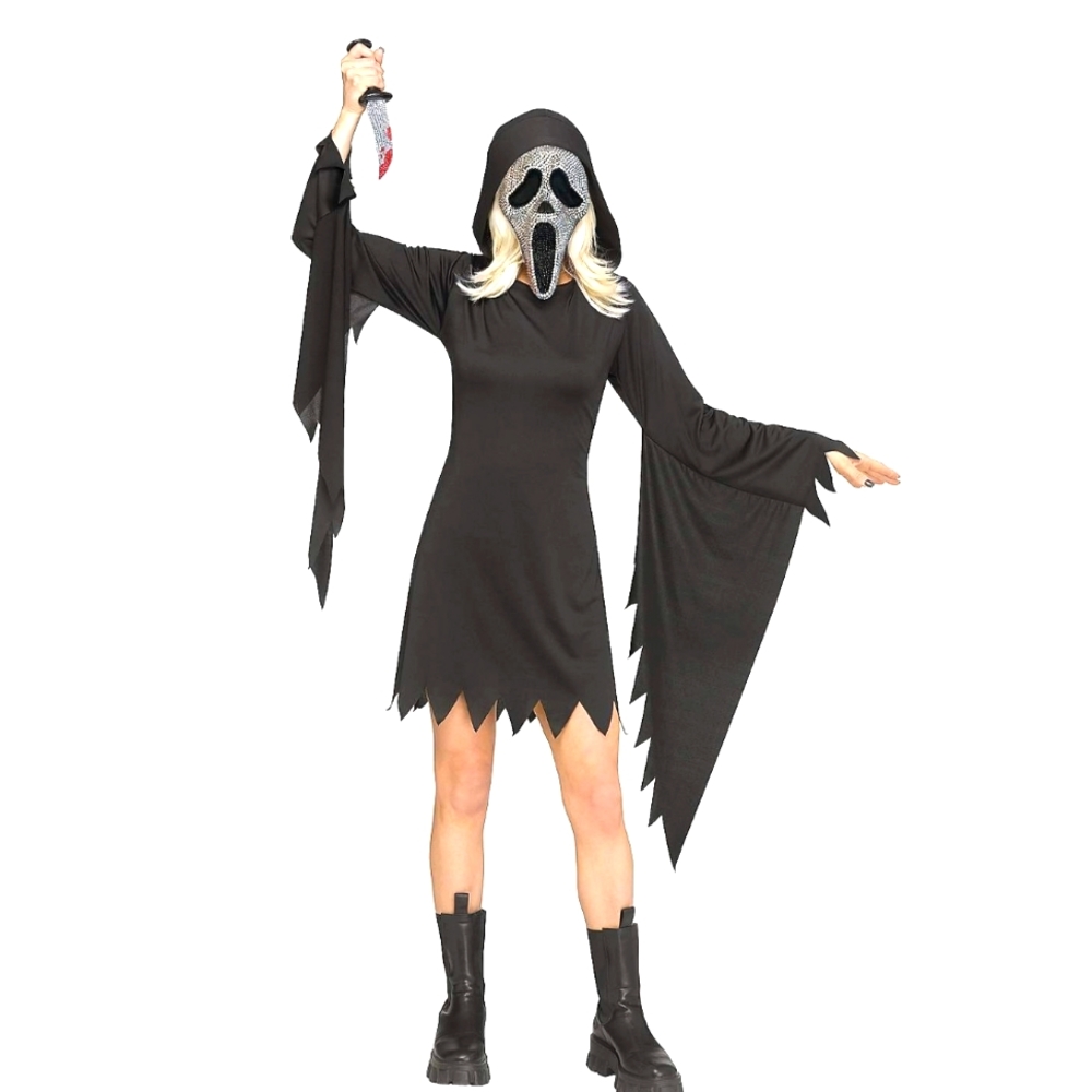 New in packaging adult size small bling ghost face costume